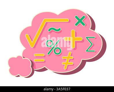 Bolla di pensiero con simbolo matematico per il calcolo illustrazione Clip Art Illustrazione Vettoriale