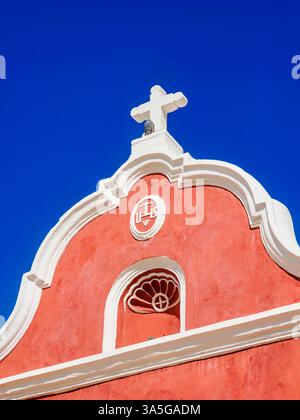 Cappella Rossa accanto alla Cattedrale di nostra Signora dell'Immacolata Concezione, vista dettagliata, Piazza indipendenza, Campeche City, Campeche State, Messico Foto Stock