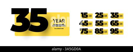 Tipografia in grassetto con numeri grandi su sfondo giallo. Perfetto per biglietti d'auguri, Web, celebrazioni importanti, affari Illustrazione Vettoriale