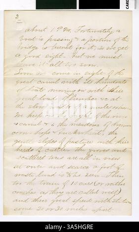 Nella sua lettera del 16 settembre 1867, il professor Horace Goodhue scrive alla sua fidanzata, descrivendo i suoi doveri accademici e le sue riflessioni personali sulla vita al Carleton College e a Northfield. Foto Stock
