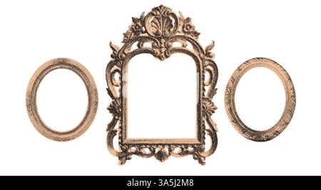 Eleganti cornici barocche ornate in stile vintage in stile incisione a mezzitoni Illustrazione Vettoriale