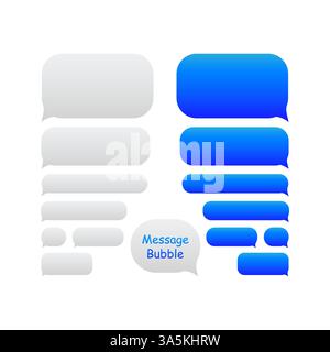 Icone blu dei messaggi per la chat. Modello di disegno bolle messaggio vettoriale. Illustrazione Vettoriale
