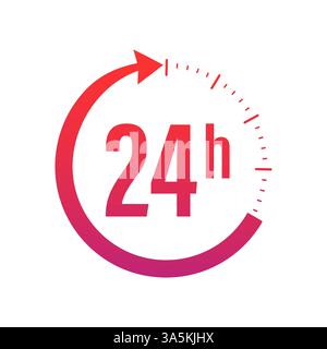 24-7 concetto di assistenza. 24-7 aperto. Icona del servizio di assistenza. Illustrazione vettoriale. Pulsante astratto su sfondo bianco. Illustrazione Vettoriale