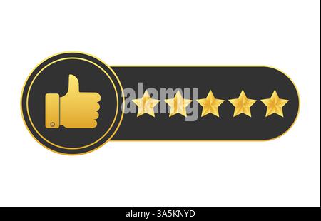 Valutazione a stelle in stile art di linea su sfondo bianco. Icona vettoriale. Feedback dei clienti. Illustrazione Vettoriale