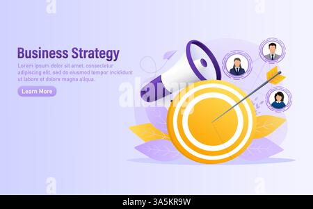 Rivolgiti ai clienti in stile astratto. Icona per la progettazione di marketing. Illustrazione vettoriale Illustrazione Vettoriale