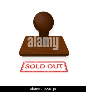 Francobollo rosso vintage con tutto esaurito. eps vettoriale. Modello retrò per il concept design. Vecchio badge, etichetta, modello logo. Illustrazione Vettoriale