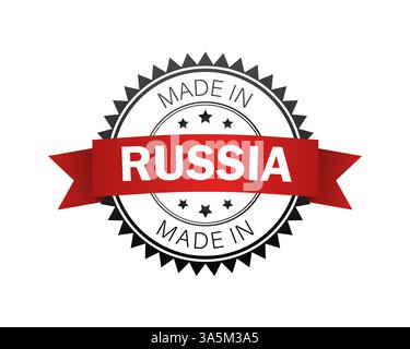 Timbro in gomma grunge con testo realizzato in Russia, illustrazione vettoriale. Illustrazione Vettoriale