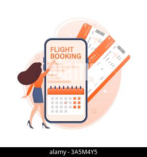 Design del volantino per il design della promozione. Pagina di destinazione illustrazione prenotazione biglietti aerei online. Illustrazione vettoriale del design piatto. Icona del vettore di viaggio. Illustrazione Vettoriale