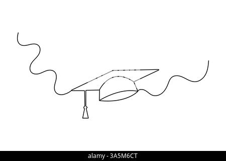 Disegno del cappuccio con graduazione continua su una linea con icona vettoriale in bianco e nero Illustrazione Vettoriale