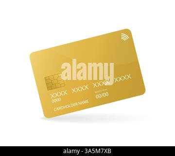 Firma della carta di credito per la progettazione di app mobili. Illustrazione vettoriale 3d realistica. Chip digitale. Illustrazione Vettoriale