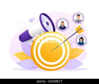 Rivolgiti ai clienti in stile astratto. Icona per la progettazione di marketing. Illustrazione vettoriale Illustrazione Vettoriale