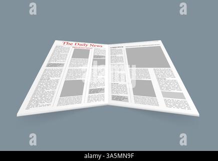 Motivo di taglio in carta vintage con giornale su sfondo bianco per un design di stampa. Arte concettuale. Illustrazione vettoriale. Illustrazione Vettoriale