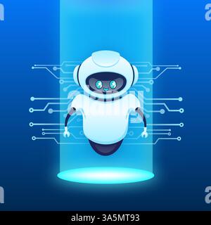 Character bot per la progettazione di app mobili. Intelligenza artificiale. Illustrazione Vettoriale