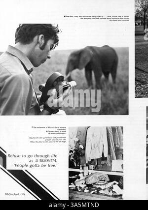 Il Robbinsdale High School Yearbook del 1970, Robin 70, mostra i punti salienti accademici, atletici ed extracurriculari del corpo studentesco dell'anno scolastico 1969-1970. Foto Stock