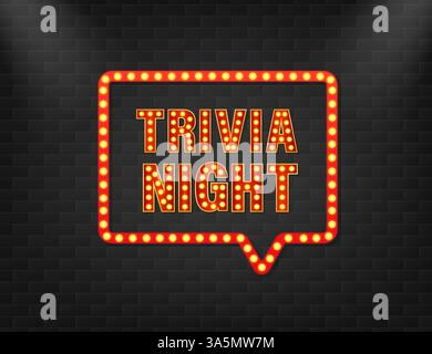 Luce notturna a curiosità per il design di un volantino. Sfondo vettoriale. Poster, banner. Striscione chiaro. Illustrazione vettoriale. Segno di gioco. Illustrazione Vettoriale