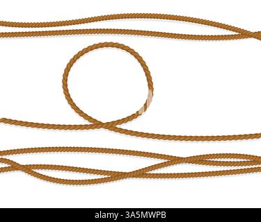 Motivo realistico con cordoncino su sfondo bianco. Cavo, design eccellente per qualsiasi scopo. Illustrazione piatta vettoriale. Illustrazione Vettoriale