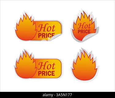 Banner moderno per il design dello sfondo Web. Set di illustrazioni vettoriali isolate. Cartello con il prezzo dell'offerta scontata. Design moderno. Illustrazione Vettoriale