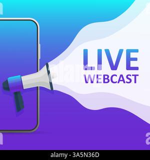 Icona piatta su sfondo blu. Design del logo. Icona vettoriale flat live streaming. Illustrazione Vettoriale