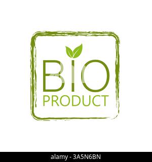 Icona con biografia verde. Natura, ecologia. Cibo sano vegetariano. Logo, icona, etichetta. Emblema vegano. Design banner. Illustrazione Vettoriale