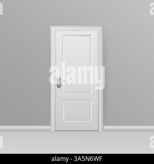 Porta realistica per un design decorativo. Set di illustrazioni vettoriali per mobili. Mobili da ufficio. Segno 3d realistico. Illustrazione vettoriale isolata. Illustrazione Vettoriale