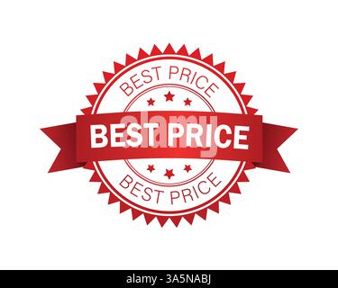 Miglior prezzo con nastro isolato su sfondo bianco. Illustrazione vettoriale. Illustrazione Vettoriale