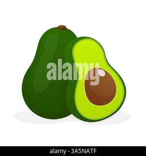Avocado, ottimo design per qualsiasi scopo. Illustrazione vettoriale disegnata a mano. Divertente personaggio dei cartoni animati. Illustrazione Vettoriale