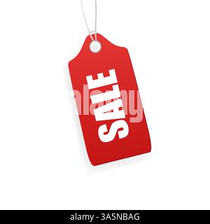 Etichetta di vendita vintage, design eccellente per qualsiasi scopo. Saldi il cartellino rosso su sfondo bianco. Etichetta vuota. Illustrazione Vettoriale