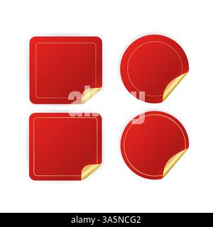 Gli adesivi rossi moderni creano un design perfetto per qualsiasi scopo. Illustrazione vettoriale. Illustrazione Vettoriale