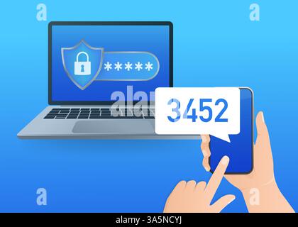 Password sicura. Illustrazione vettoriale, piatta. Illustrazione vettoriale isometrica. Dati sicuri. Icona per la progettazione di app mobili. Illustrazione Vettoriale
