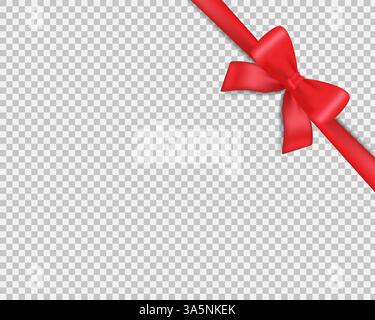 Striscione rosso realistico su sfondo bianco. Concetto di vacanza. Regalo di Natale. Modello realistico. Modello di progettazione vettoriale. Illustrazione Vettoriale