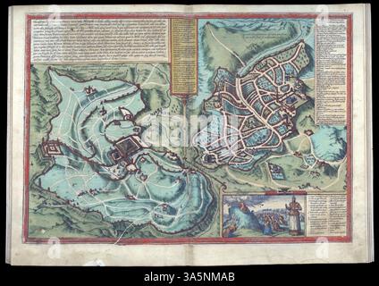 GERUSALEMME - 3 Mar 2025 - Mappa storica dettagliata di Gerusalemme da un atlante del XVI secolo, che offre un prezioso scorcio sulla disposizione passata della città e. Foto Stock