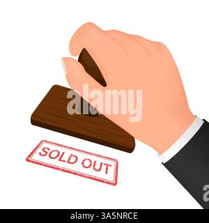 Francobollo rosso vintage con tutto esaurito. eps vettoriale. Modello retrò per il concept design. Vecchio badge, etichetta, modello logo. Illustrazione Vettoriale