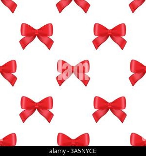 Motivo realistico del nastro rosso su sfondo bianco. Concetto di vacanza. Regalo di Natale. Modello realistico. Modello di progettazione vettoriale Illustrazione Vettoriale