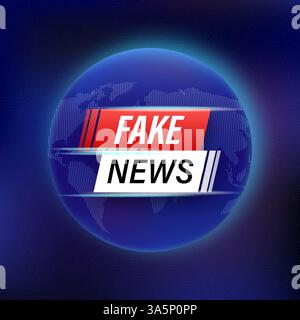 Modello astratto con notizie false tv su sfondo chiaro. Illustrazione uomo d'affari. Disegno digitale dell'illustrazione vettoriale Illustrazione Vettoriale