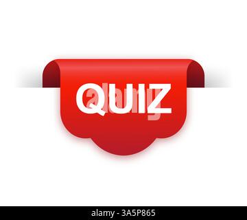 Quiz nastro rosso isolato su sfondo bianco. Etichetta rossa, striscione per qualsiasi scopo. Illustrazione vettoriale. Illustrazione Vettoriale