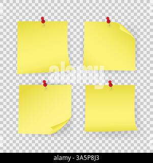 Pulsante con punta e angolo arricciato con adesivo giallo da collezione. Illustrazione vettoriale. Isolato su sfondo bianco. Illustrazione Vettoriale