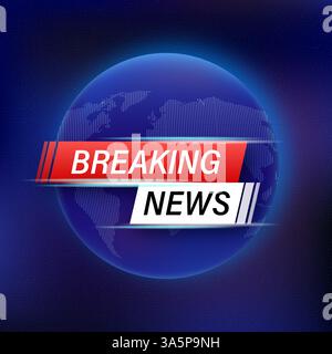 Ultime notizie blu su sfondo blu scuro. Illustrazione, vettore. Concetto di notizie Illustrazione Vettoriale