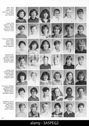 L'edizione 1987 dell'annuario Hopkins North Junior High presenta gli studenti, gli insegnanti, i club e l'atletica leggera dell'anno scolastico 1986-1987. Foto Stock