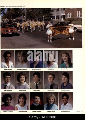 L'annuario Sagamore del 1986 della Roosevelt High School mette in evidenza le attività accademiche, atletiche ed extracurriculari dell'anno scolastico 1985-1986. Foto Stock