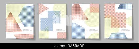 Moderno set di cover astratte, design minimal con punti mezzitoni Illustrazione Vettoriale
