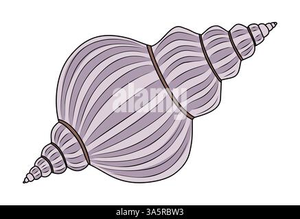 Viene mostrato un guscio con una striscia viola e bianca. Illustrazione Vettoriale