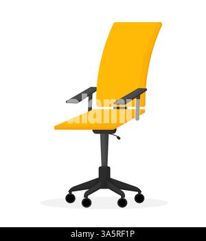Sedia da ufficio piatta. Design moderno e piatto. Set di illustrazioni vettoriali per mobili. Vettore isolato. Illustrazione Vettoriale