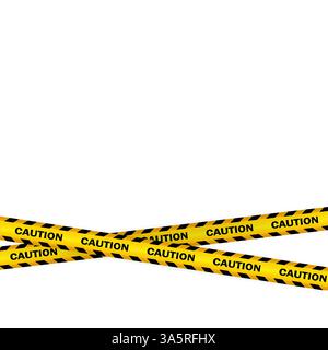 Nastro segnaletico su sfondo bianco. Illustrazione del vettore del segnale di stop. Illustrazione del vettore del simbolo di pericolo. Illustrazione Vettoriale