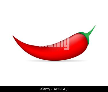 Icona realistica con pepe rosso su sfondo bianco. Illustrazione del logo vettoriale. Design vettoriale realistico. Illustrazione Vettoriale