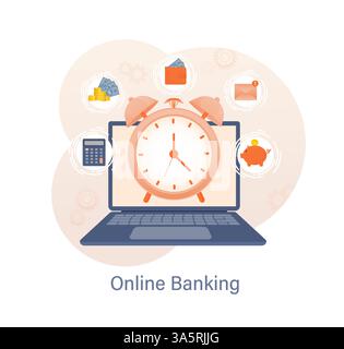 Personale di line banking per la progettazione della pagina dell'account. Illustrazione vettoriale isometrica. Banca online. Illustrazione vettoriale. Illustrazione Vettoriale