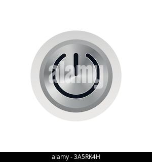 Alimentazione pulsante icona Web isolata su sfondo bianco. Illustrazione Vettoriale
