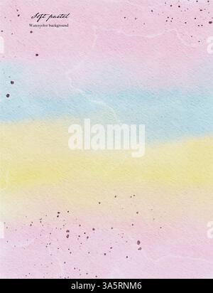 Sfondo Pastel Rainbow Watercolor texture Illustrazione Vettoriale