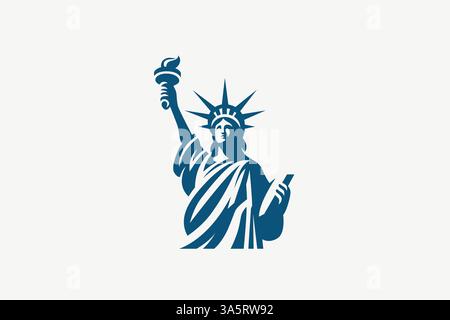 Statua della libertà Logo illustrazione astratta silhouette Concept United States Independence Celebration Monument Illustrazione Vettoriale