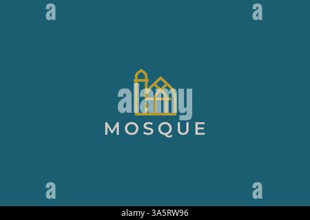 Logo della moschea edificio islamico preghiera Consiglio dell'organizzazione musulmana simbolo dell'istituzione Illustrazione Vettoriale