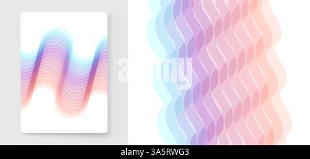 Sfondo ondulato astratto composto da molte strisce sovrapposte e con effetto dinamico. Design moderno dello schermo per applicazioni mobili e siti Web. Illustrazione vettoriale 3D. Illustrazione Vettoriale